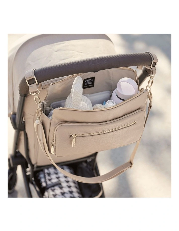 Multitasker Vegan Leather Pram Caddy in Oat image 4