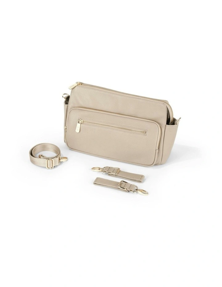 Multitasker Vegan Leather Pram Caddy in Oat image 7
