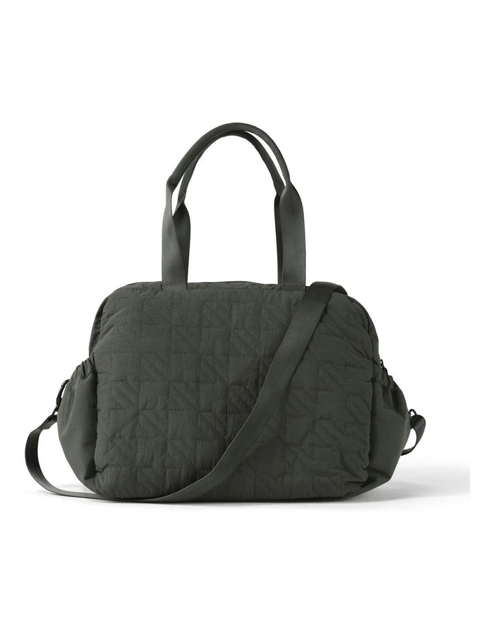 Houndstooth Quilt Carry All Nappy Bag in Olive image 7
