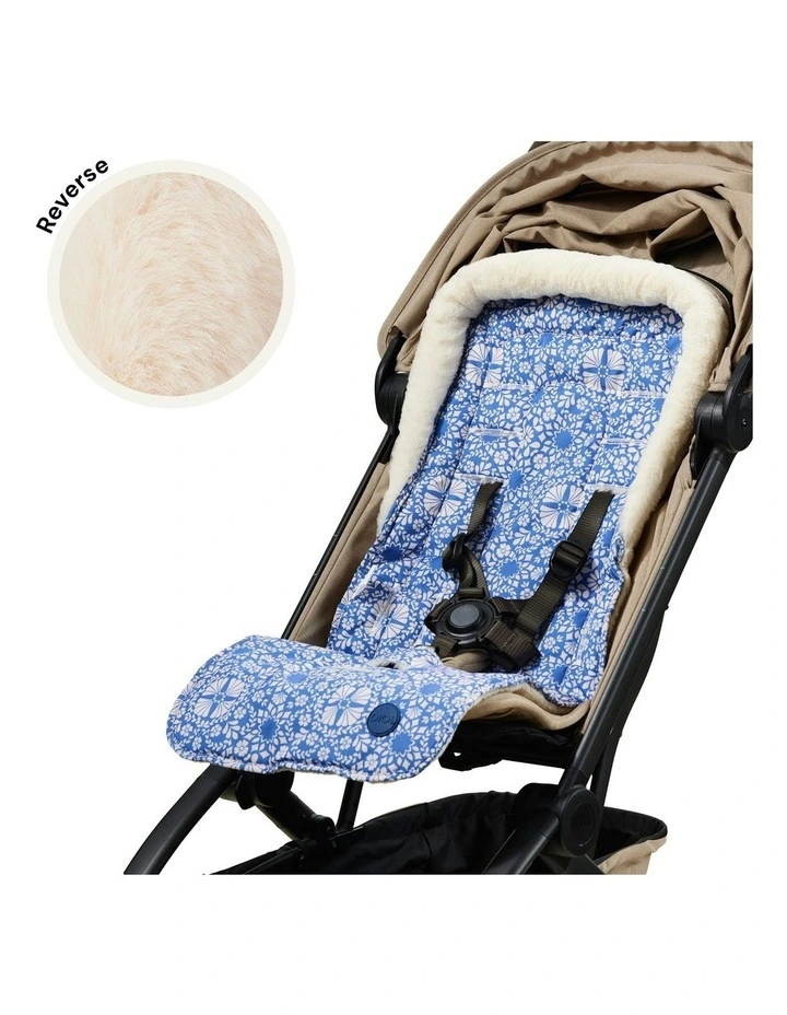 Reversible Pram Liner in Moroccan Tile/Faux Fur image 2