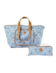 Fold-Up Tote in Moroccan Tile