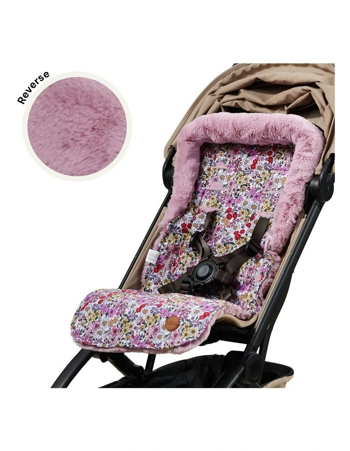 Reversible Daisy Faux Fur Pram Liner in Multi image 2
