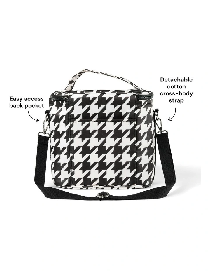 Midi Insulated Lunch Bag/Pumping Bag Houndstooth in Black image 7