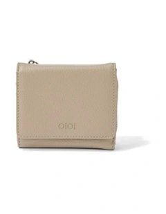 Trifold Vegan Leather Wallet in Oat