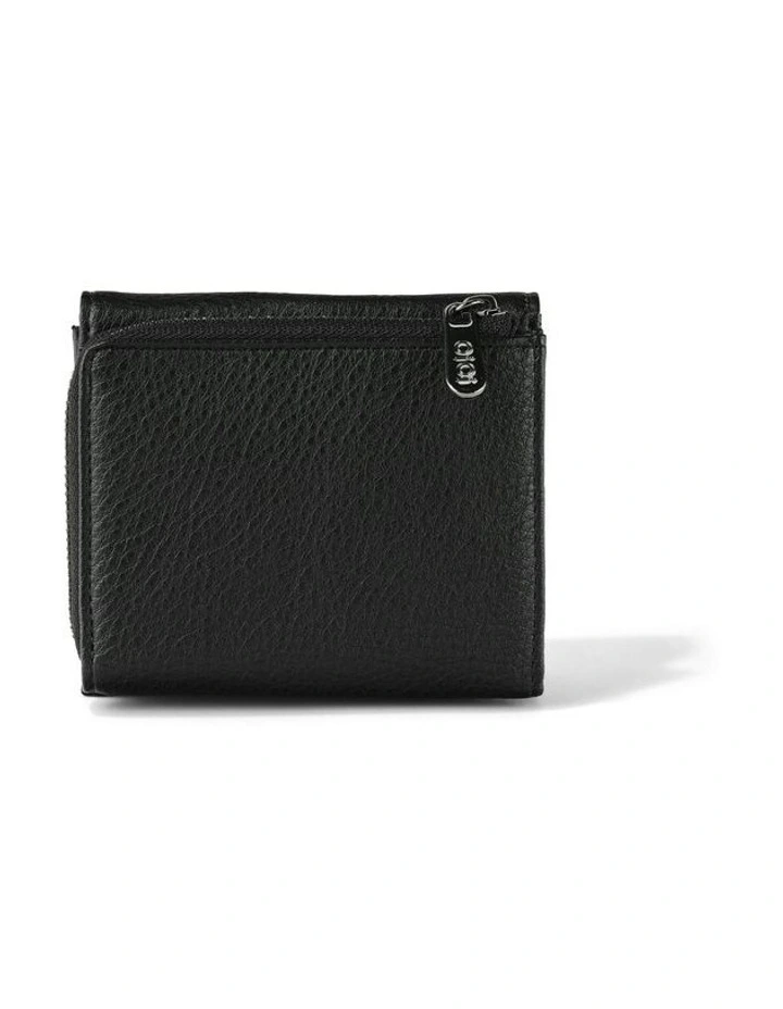 Vegan Leather Trifold Wallet in Black image 2