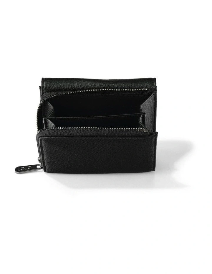 Vegan Leather Trifold Wallet in Black image 7