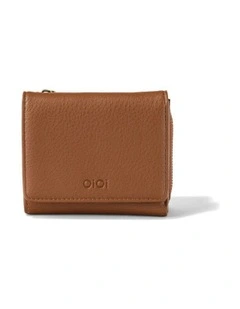 Trifold Vegan Leather Wallet in Chestnut