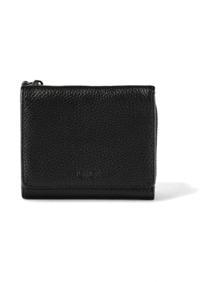 Trifold Genuine Leather Wallet in Jet Black image 1