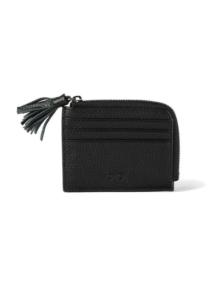 Card Wallet in Jet Black Genuine Leather image 1