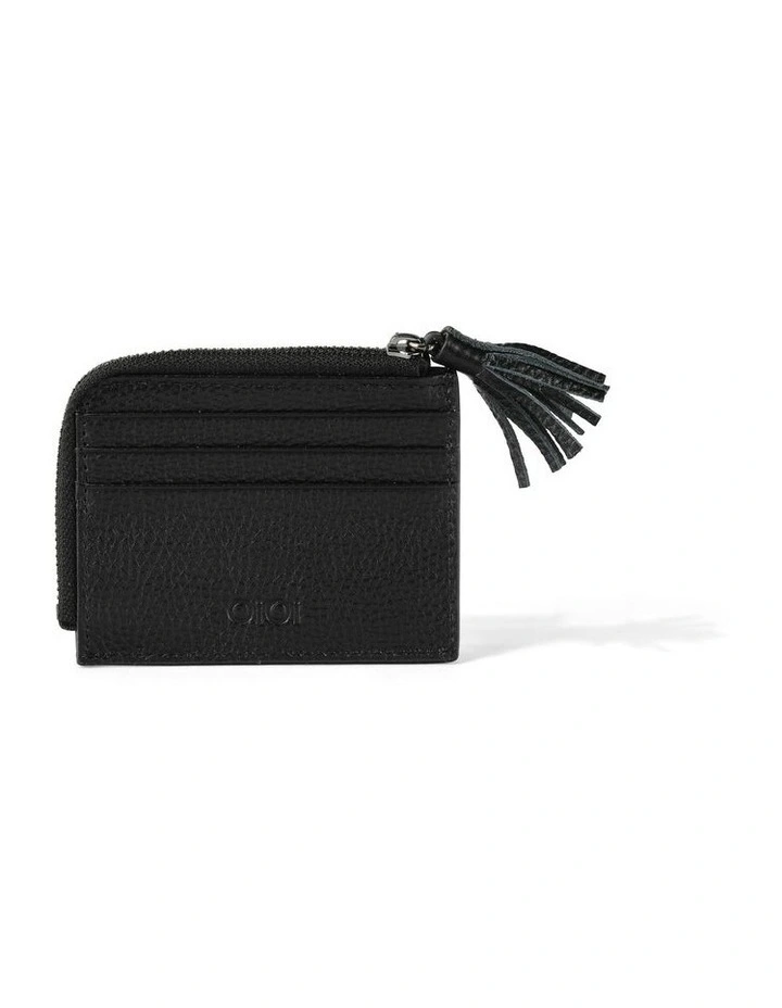 Card Wallet in Jet Black Genuine Leather image 2