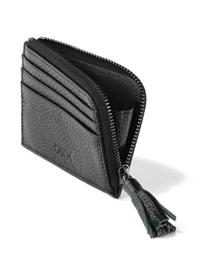 Card Wallet in Jet Black Genuine Leather image 3