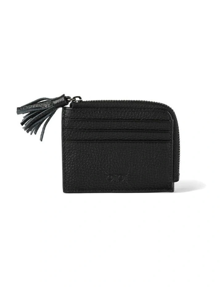 Card Wallet in Jet Black Genuine Leather image 4