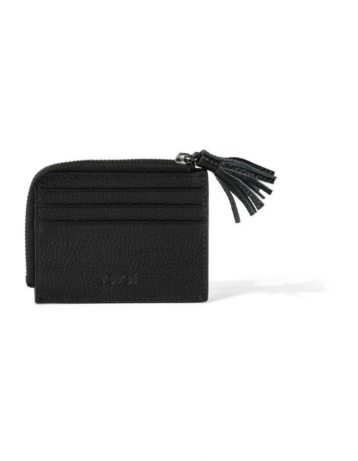 Card Wallet in Jet Black Genuine Leather image 5