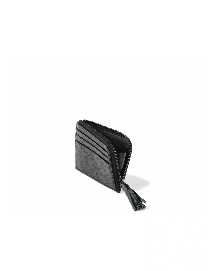 Card Wallet in Jet Black Genuine Leather image 6
