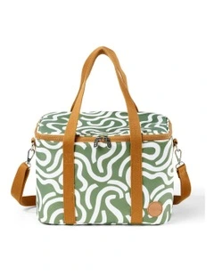 Maxi Insulated Picnic Bag/Pumping Bag in Green Squiggle