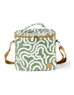 Midi Insulated Lunch Bag/Pumping Bag in Green Squiggle