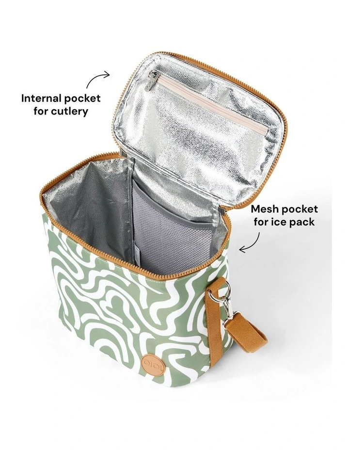 Midi Insulated Lunch Bag/Pumping Bag in Green Squiggle image 3
