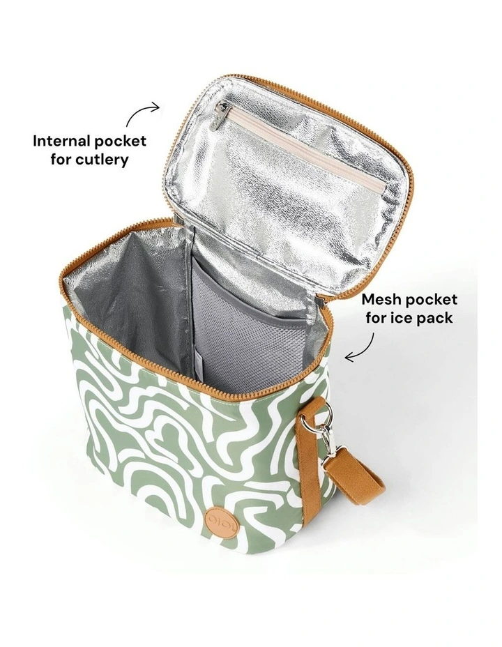 Midi Insulated Lunch Bag/Pumping Bag in Green Squiggle image 6