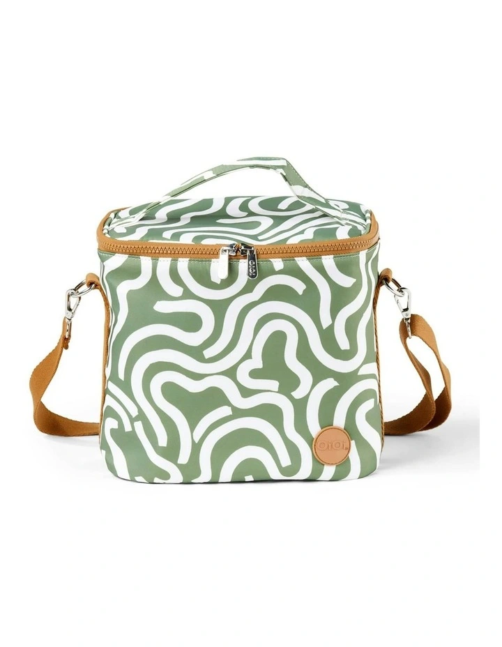 Midi Insulated Lunch Bag/Pumping Bag in Green Squiggle image 7