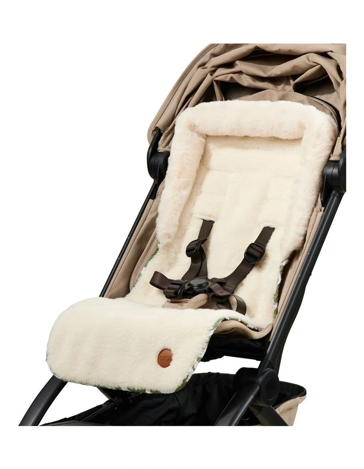 Reversible Faux Fur Pram Liner in Green Squiggle image 1