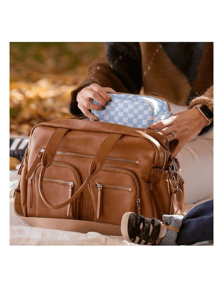 Mini Insulated Lunch Bag in Blue Check image 3