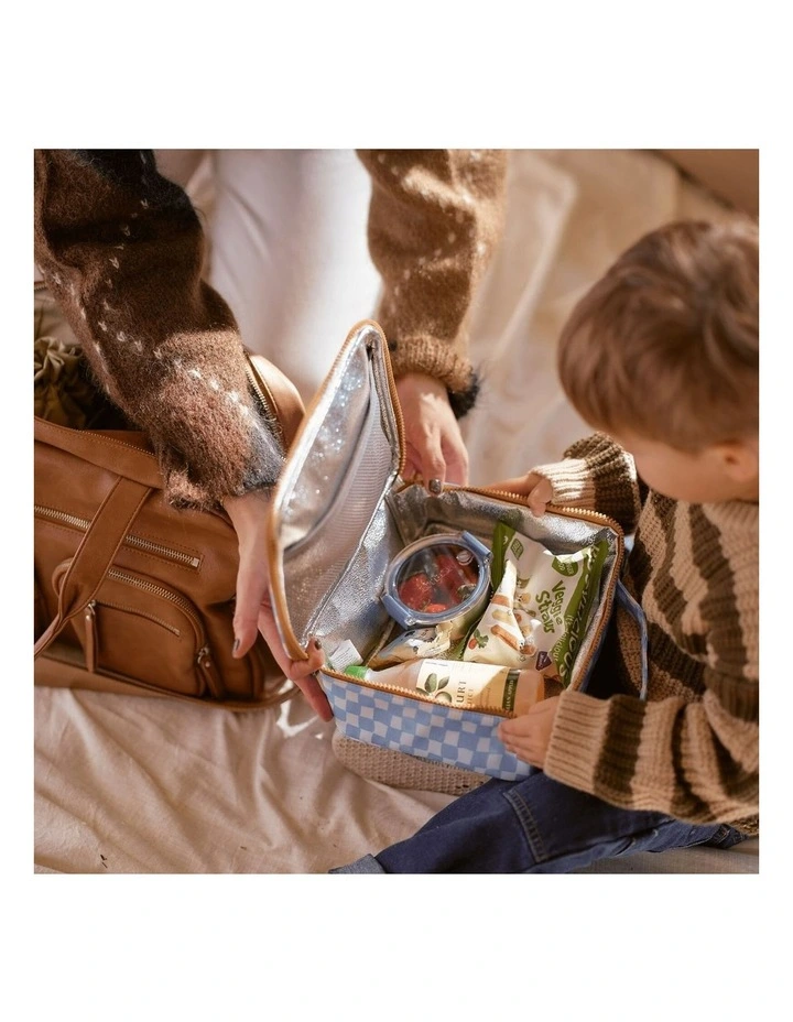 Mini Insulated Lunch Bag in Blue Check image 5