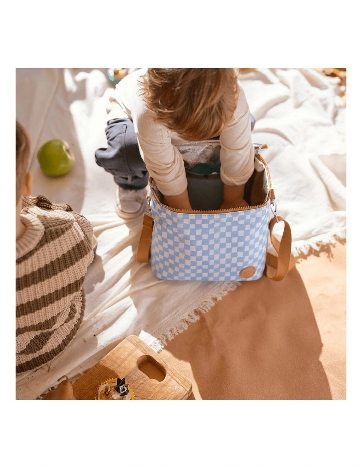 Midi Insulated Lunch Bag/Pumping Bag in Blue Check image 2