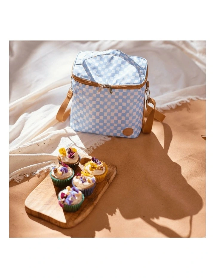 Midi Insulated Lunch Bag/Pumping Bag in Blue Check image 3