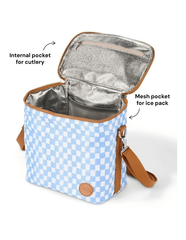 Midi Insulated Lunch Bag/Pumping Bag in Blue Check image 7