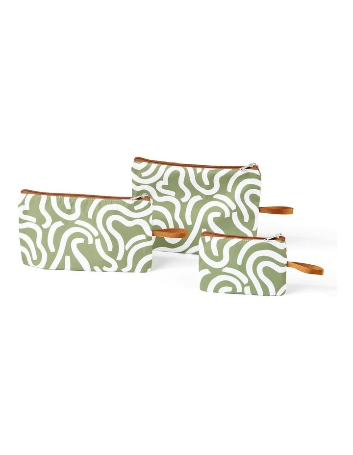 Packing Pouch Trio in Green Squiggle image 1