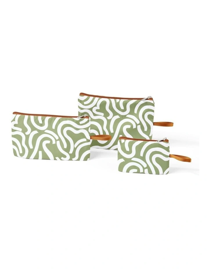 Packing Pouch Trio in Green Squiggle image 2