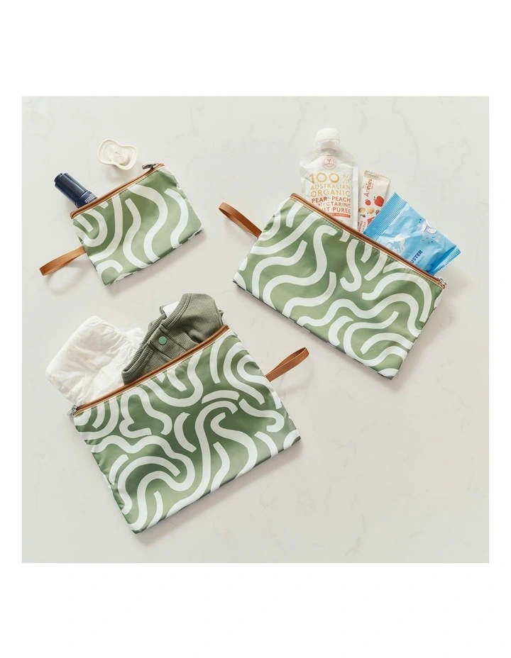 Packing Pouch Trio in Green Squiggle image 3