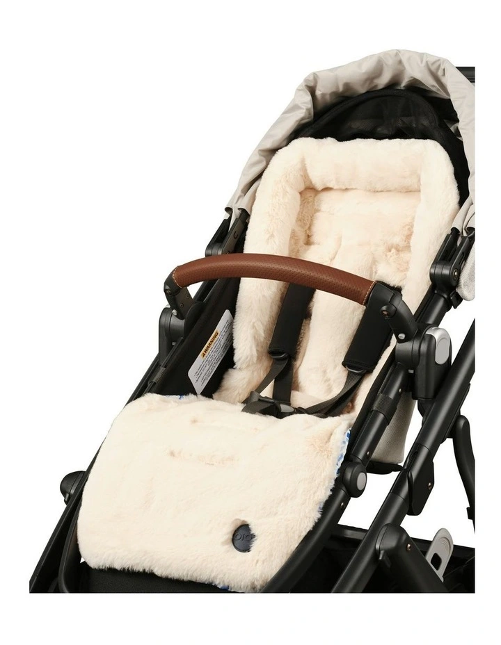 Reversible Coastline Faux Fur Pram Liner in Blue image 1