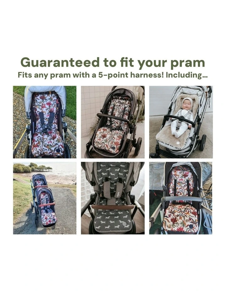 Reversible Coastline Faux Fur Pram Liner in Blue image 7