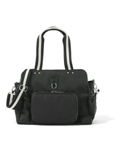Triple Tote Nylon Nappy Bag in Black