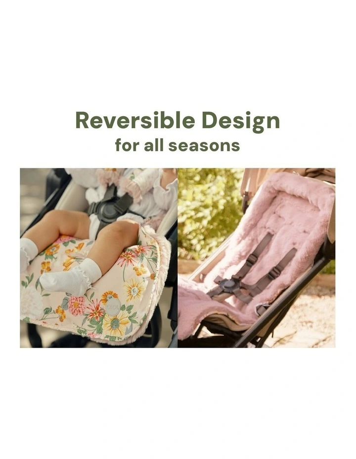 Reversible Faux Fur Pram Liner in Multi image 4
