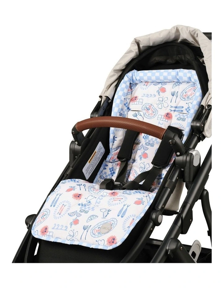 Reversible Mediterranean Pram Liner in Blue Check image 1