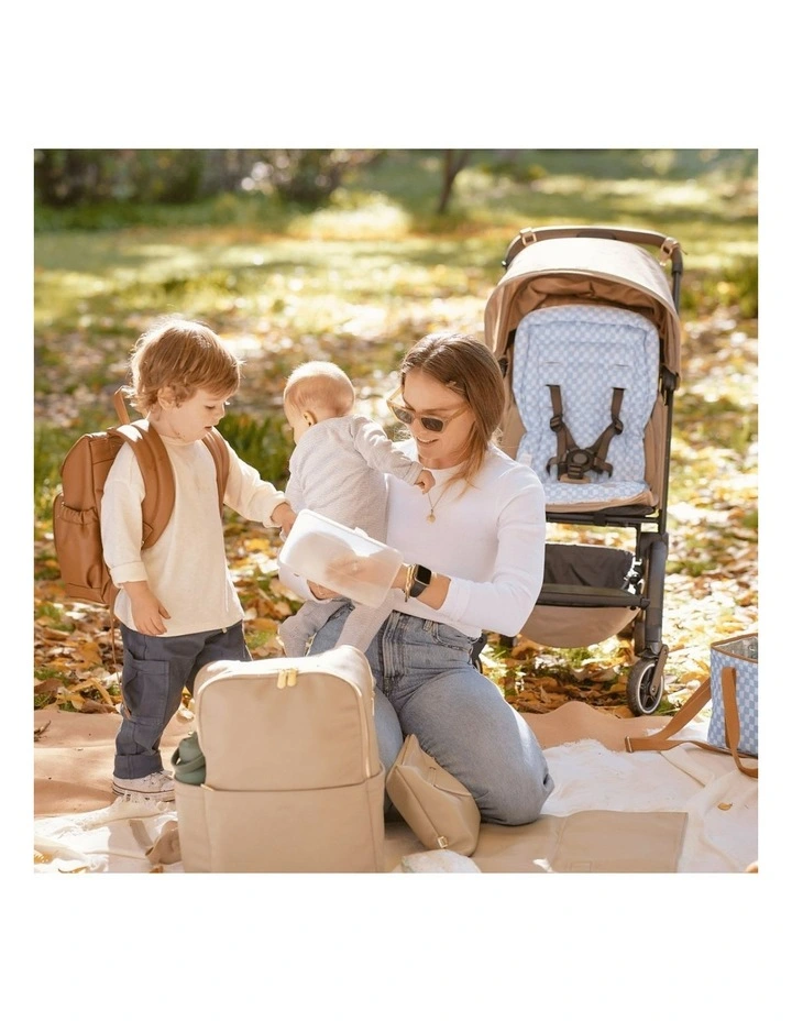 Reversible Mediterranean Pram Liner in Blue Check image 3