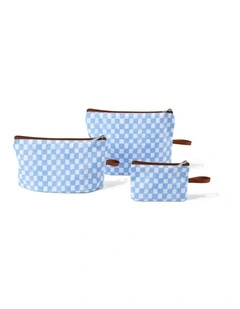 Packing Pouch Trio in Blue Check