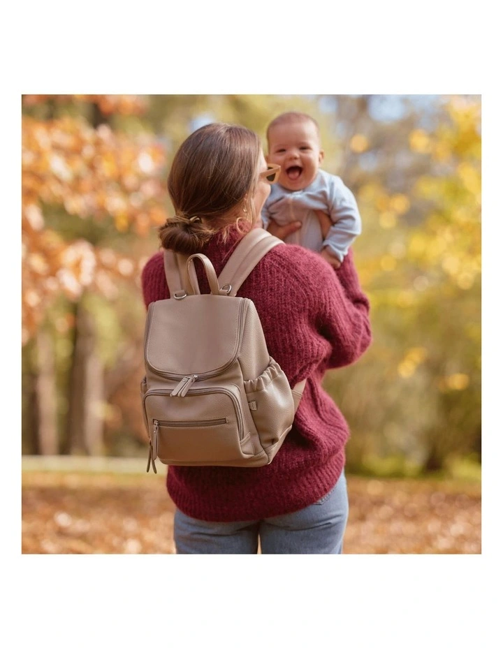 Signature Vegan Leather Mini Backpack 2.0 in Oat image 2