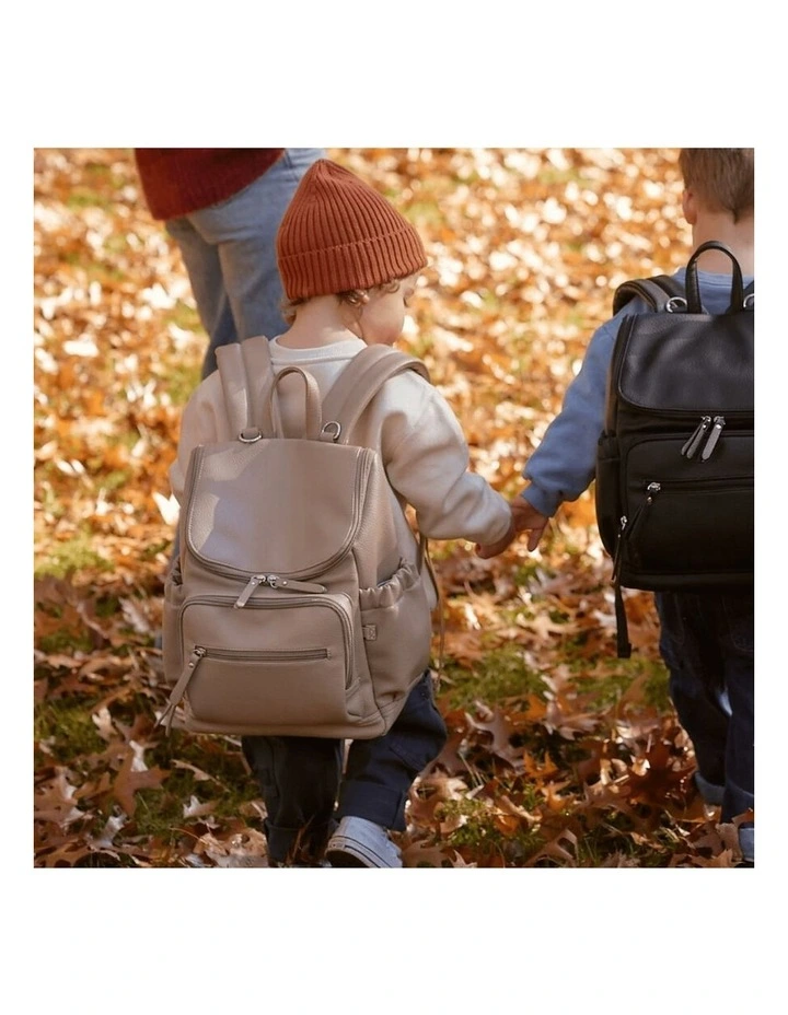 Signature Vegan Leather Mini Backpack 2.0 in Oat image 3