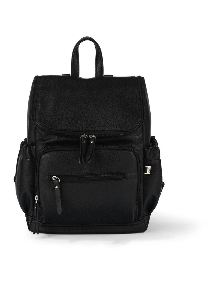 Signature Vegan Leather Mini Backpack in Black image 1