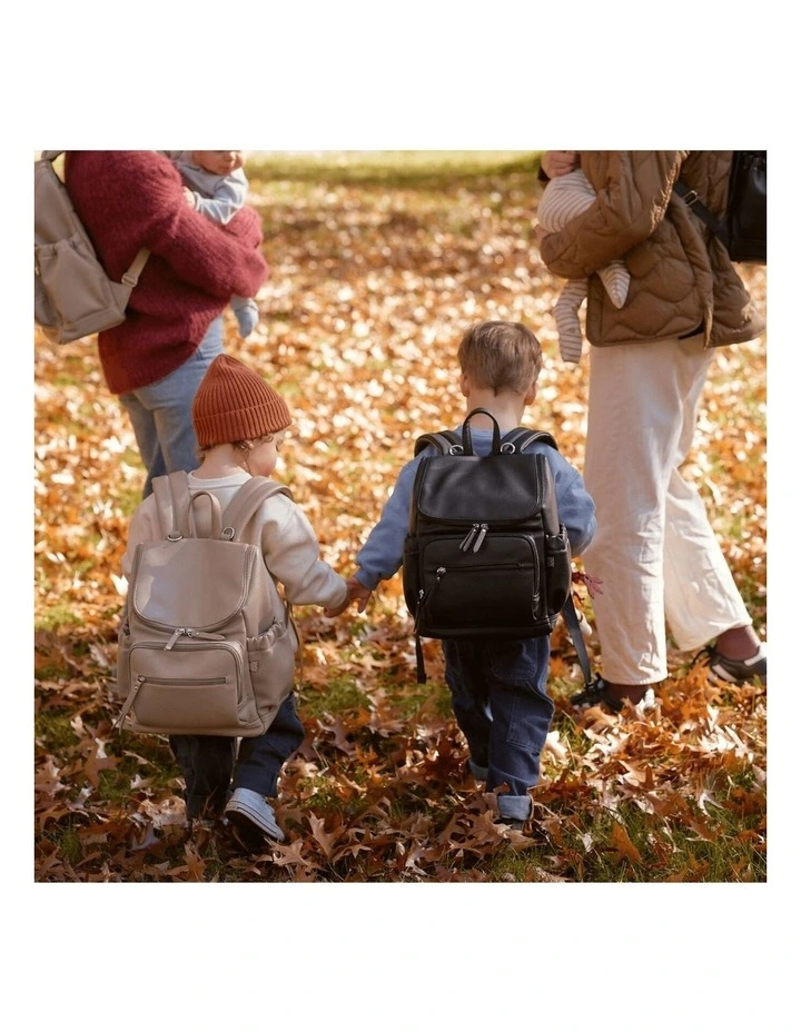 Signature Vegan Leather Mini Backpack in Black image 3