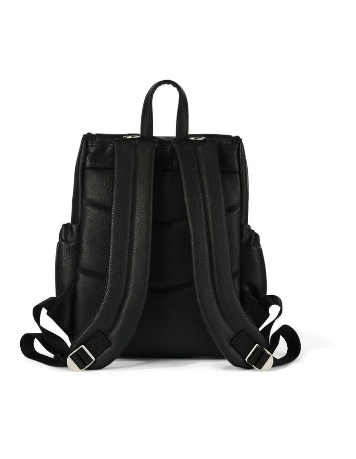 Signature Vegan Leather Mini Backpack in Black image 4