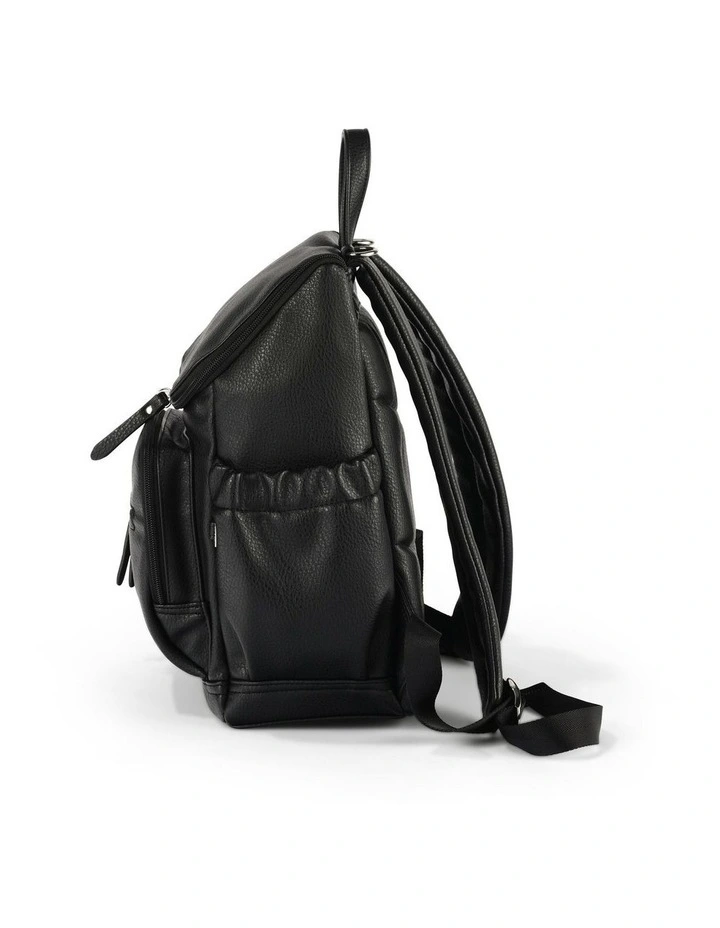 Signature Vegan Leather Mini Backpack in Black image 5