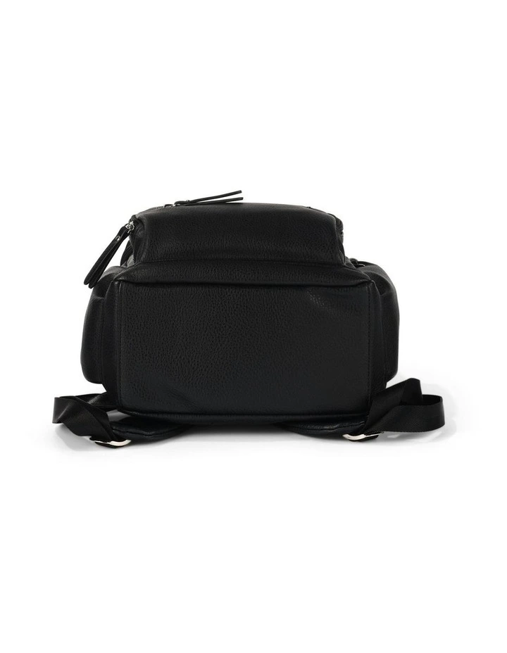 Signature Vegan Leather Mini Backpack in Black image 6