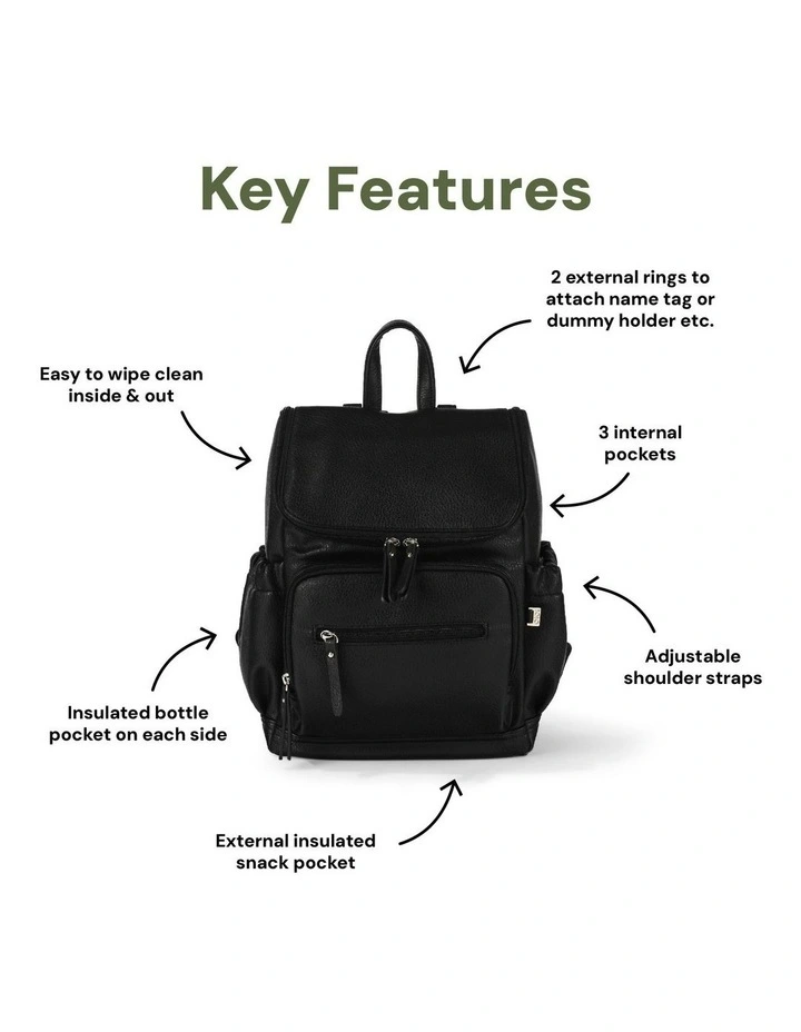 Signature Vegan Leather Mini Backpack in Black image 7