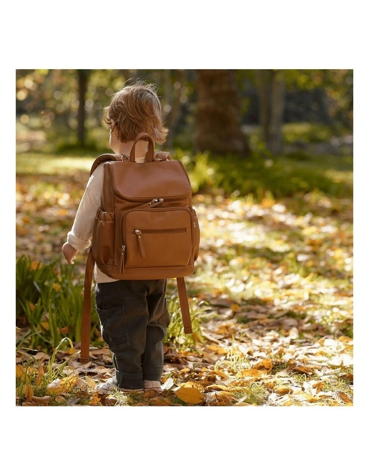 Signature Mini Backpack 2.0 in Chestnut Brown Vegan Leather image 2