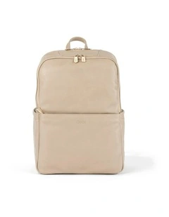 Multitasker Nappy Backpack in Oat Vegan Leather