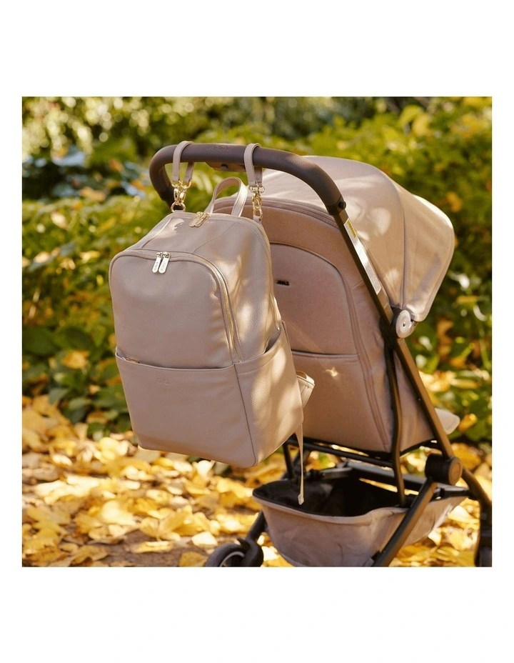 Multitasker Nappy Backpack in Oat Vegan Leather image 4